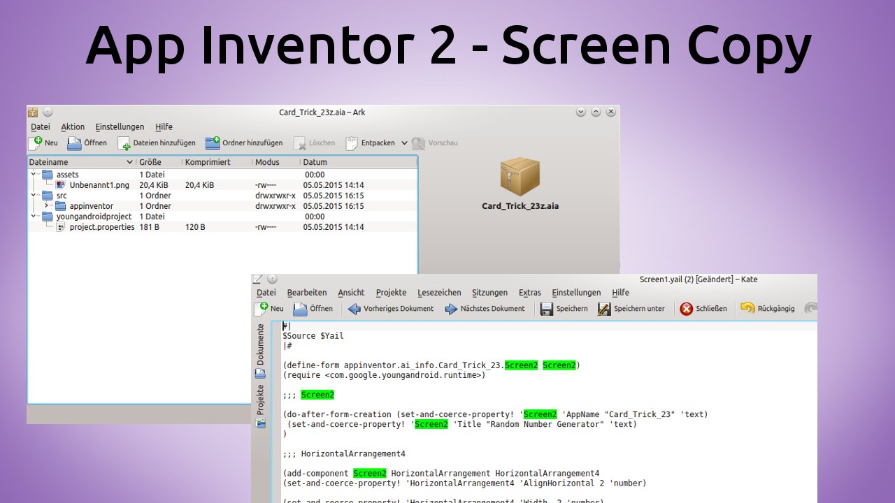 App Inventor 2 Screen kopieren