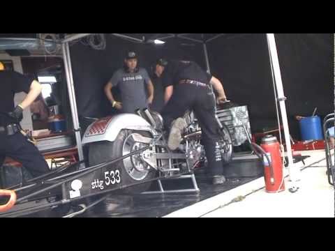 Bechyne, Cz dragrace 2011 Part 1: Marc van den Boer checks his new dragbike