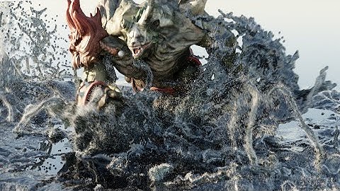 CGI Monster Jumps into Water | Blender Realistic Fluid Simulation