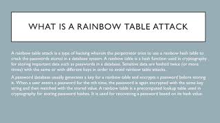 What is a Rainbow table