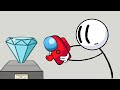 The henry stickman gameplay  among us mini red steals the diamond  among us animation