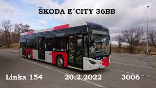 Jízda novým elektrobusem ŠKODA E´CITY 36BB (Linka 154)