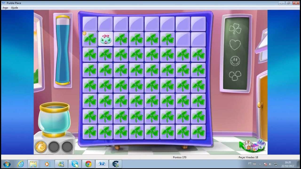 como mudar a dificuldade no purble place 