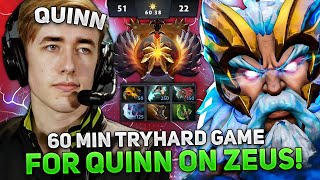 60 MIN TRYHARD GAME for QUINN plays on ZEUS MID with XCALIBUR DOTA 2!