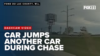 Caught on video: Car goes airborne, jumps another car during high-speed police chase