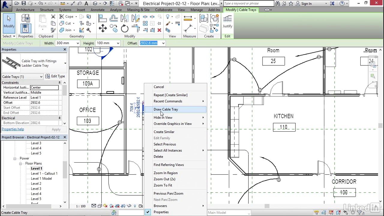 REVIT MEP ELECTRICAL : Adding cable tray 