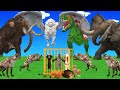 ウーリーマンモス・ゴリラ・ウシ vs ライオン・恐竜の融合体　巨大ゾンビ化した戦いの中でウシの赤ちゃんをマンモスが救出！