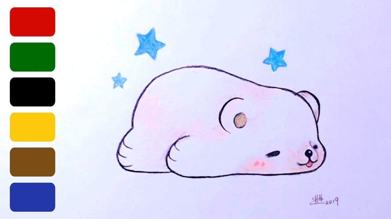 How to Draw a Cute Polar Bear Cub - Part 2 - YouTube