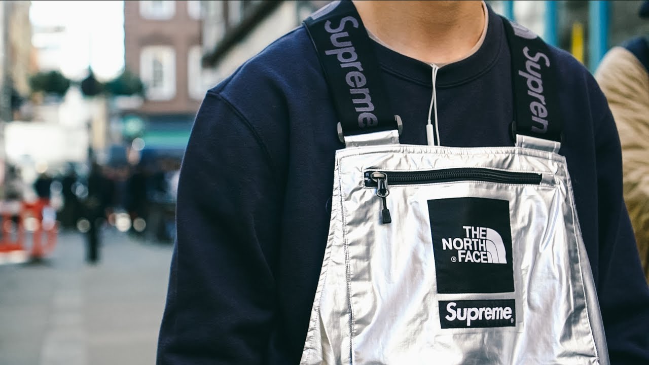 supreme x north face overalls