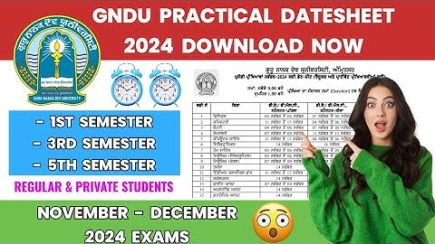 GNDU Practical Datesheet 2024 Publish 😱 Download Now ✔️ 1st / 3rd / 5th Semester | Exam News Today