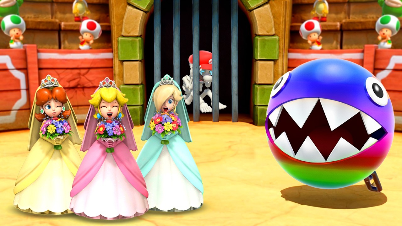 【マリオパーティシリーズ】1対3 ミニゲーム ウェディング姫3人 Vs マリオスケルトン