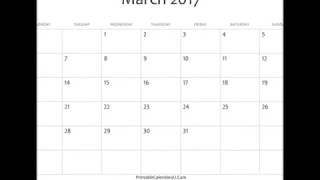 Free March 2017 Calendar Printable with US Holidays and moonphases