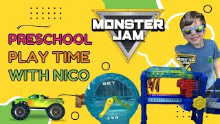 Messy Fun with Monster Jam Truck Wash Play Set - Preschool Play Time with Nico