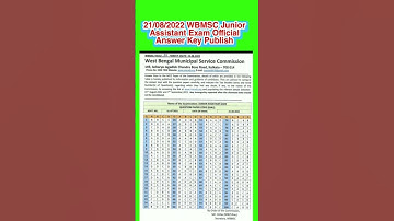 Junior Assistant Exam Official Answer Key Publish | WBMSC Examination 2022
