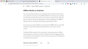 TIDAL OFFLINE MODE Overview