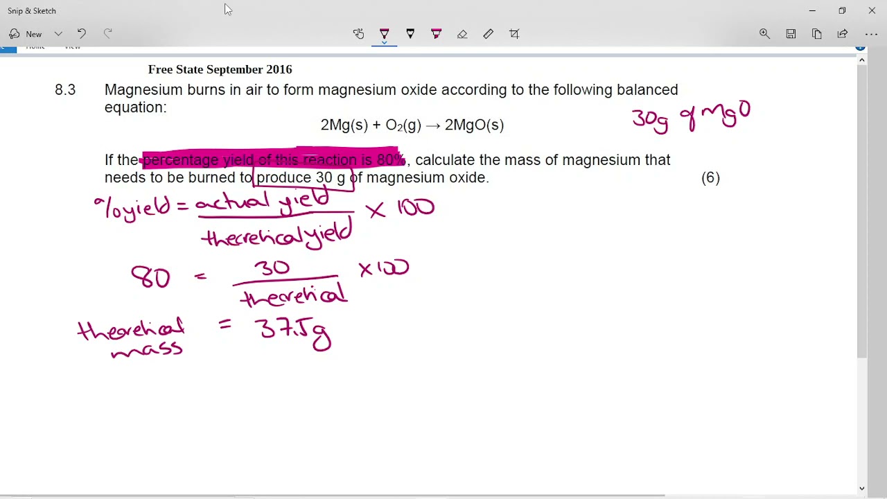 PS11 Free State September 2016 Chemistry Question 8