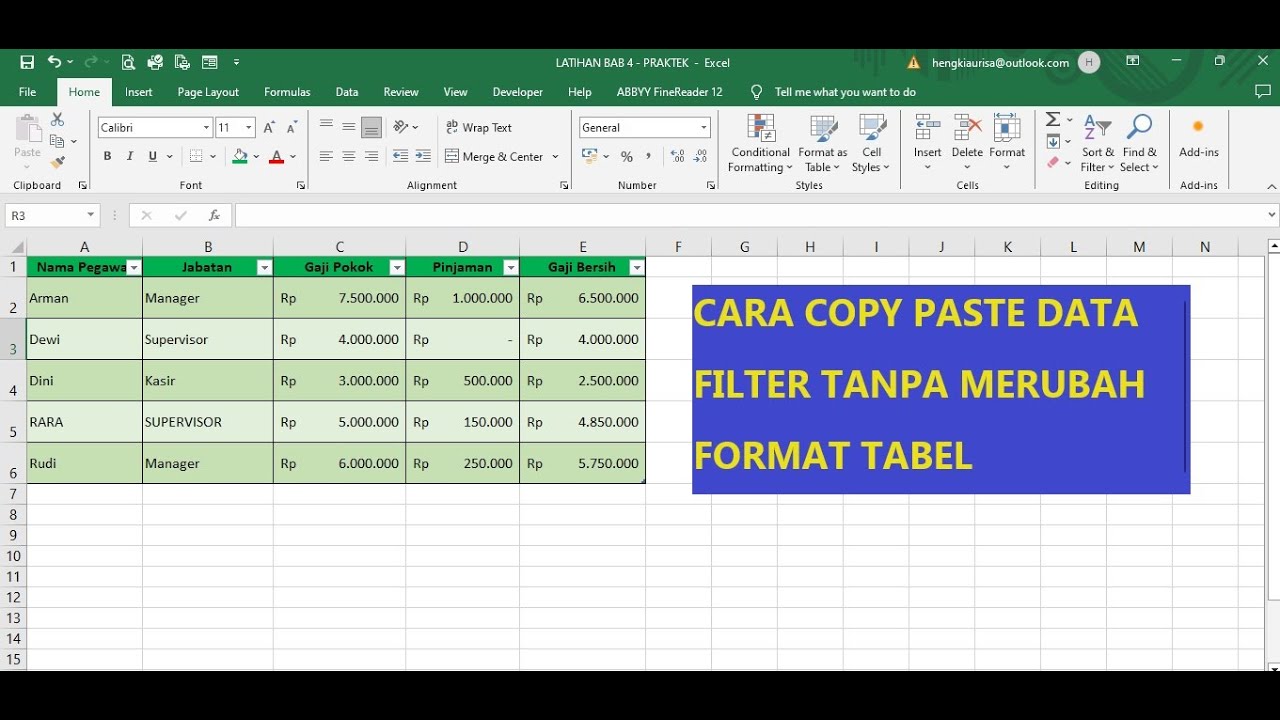 CARA COPY PASTE DATA FILTER TANPA MENGUBAH FORMAT TABEL ATAU KOLOM DI ...