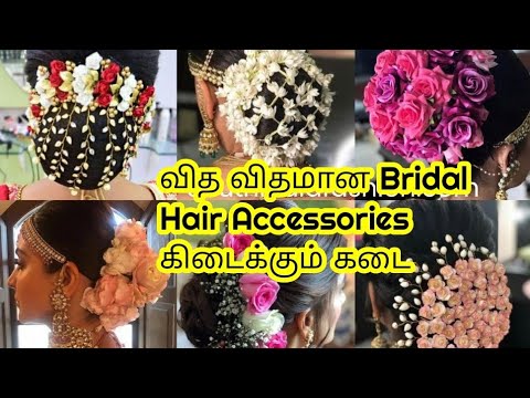 Different Varieties of Bridal Hairstyles Accessories| Bridal Veni, Flowers jewellery,Hair bun