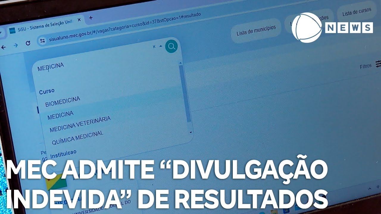 MEC admite “divulgação indevida” de dados provisórios do Sisu