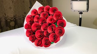 COMO HACER RAMO DE ROSAS de papel para el 10 mayo o 14 de febrero REGALO  FACIL 