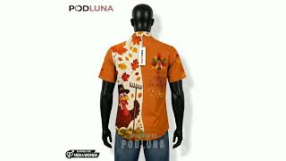 Happy Thanksgiving Turkey Rake Hawaiian Shirt Autumn Leaves Orange