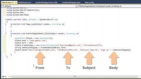 Learn ASP.NET 4.0 Expert Skills Lesson 2-9: Send e-mail messages using the SmtpClient class