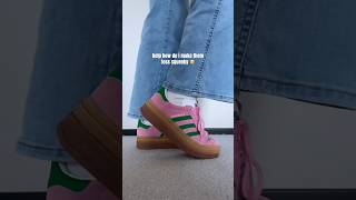 the pink and green adidas gazelle bold sneakers are so squeeky