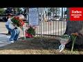 A Memorial Is Created Outside A San Diego Mosque After A Shooting Resulted In The Death Of 3