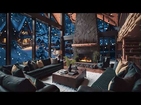 Winter Tranquility: Cozy Night in a Luxury Cabin with Fireplace - YouTube