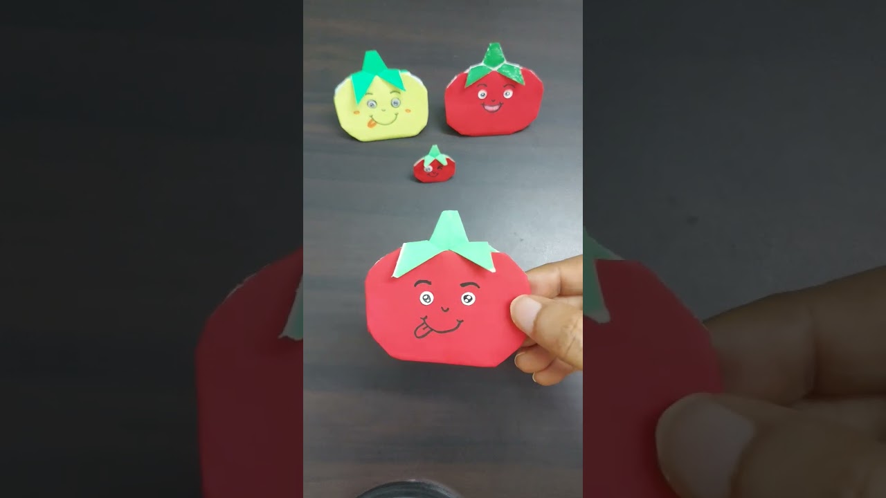 EASY ORIGAMI TOMATO FROM SINGLE PAPER 