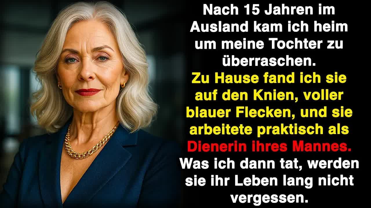 Nach 15 Jahren im Ausland kam ich zurück, um meine Tochter zu überraschen. Aber als ich das Haus betrat, sah ich sie auf den Knien, wie sie den Boden schrubbte. Auf ihren Armen waren blaue...