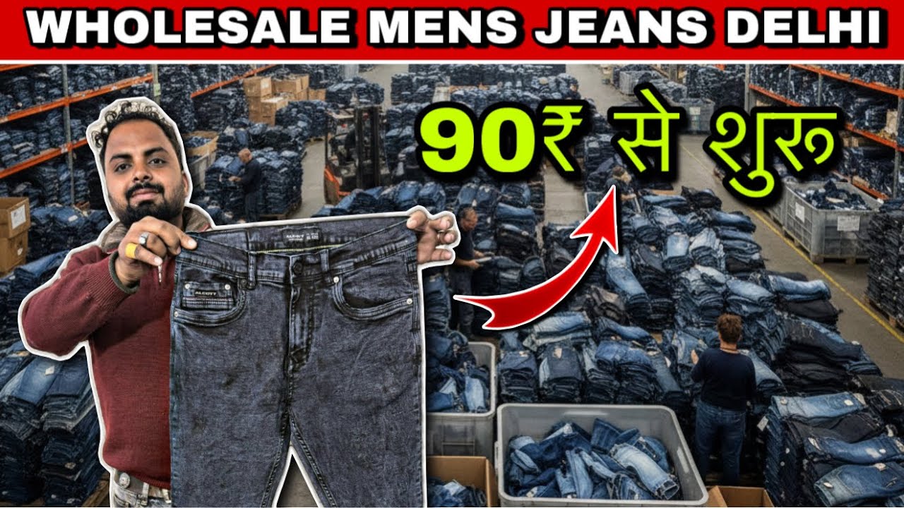 Wholesale cheapest men’s jeans Delhi || यहाँ मिलती हे mens jeans मात्र 90₹ में ॥ 50 jeans MOQ