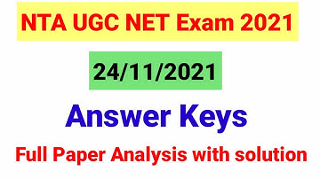 NTA UGC NET Paper Analysis held on 24 November 1st Shift 2021| 24 Nov ugc net paper analysis|NTA NET