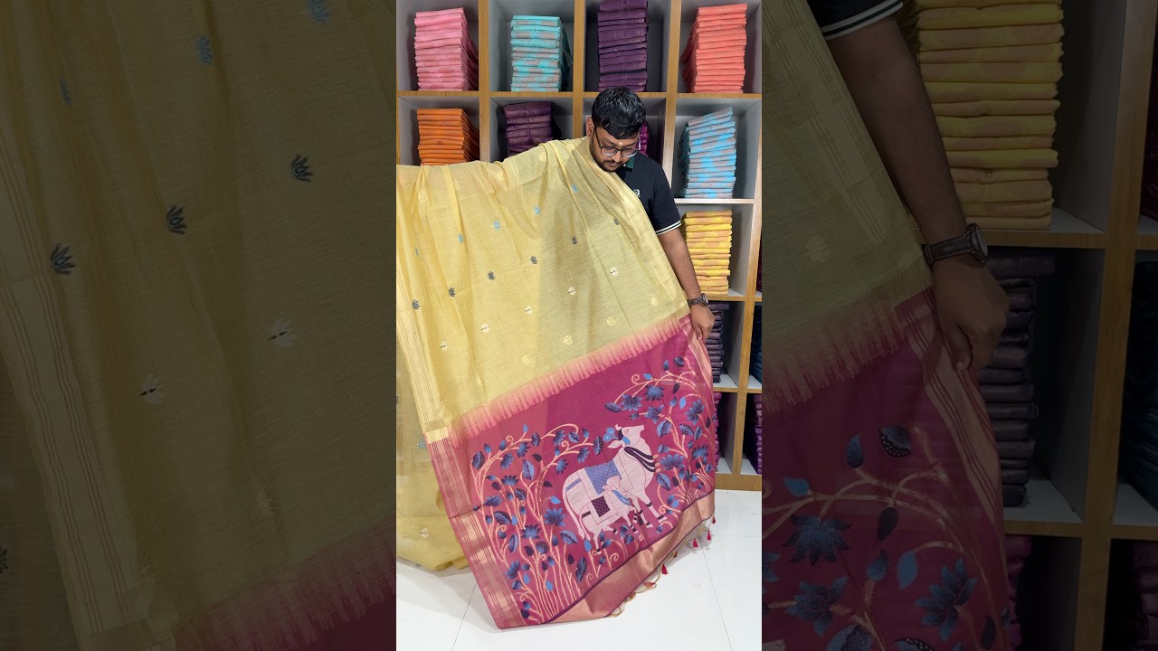 Premium Kamdhenu Pichwai Muga Silk Saree