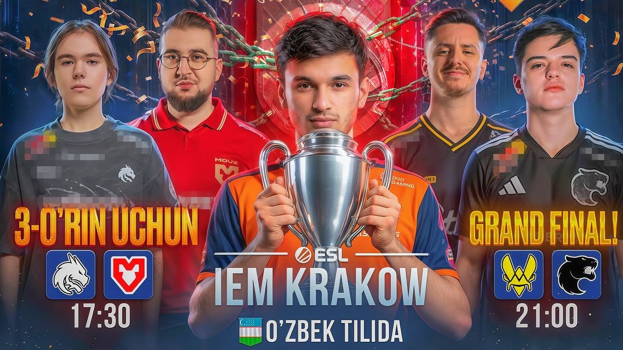 GRAND FINAL | Spirit vs Mouz - 3-o'rin uchun,  Vitality vs Furia | IEM KRAKOW 2026  | O'zbek tilida