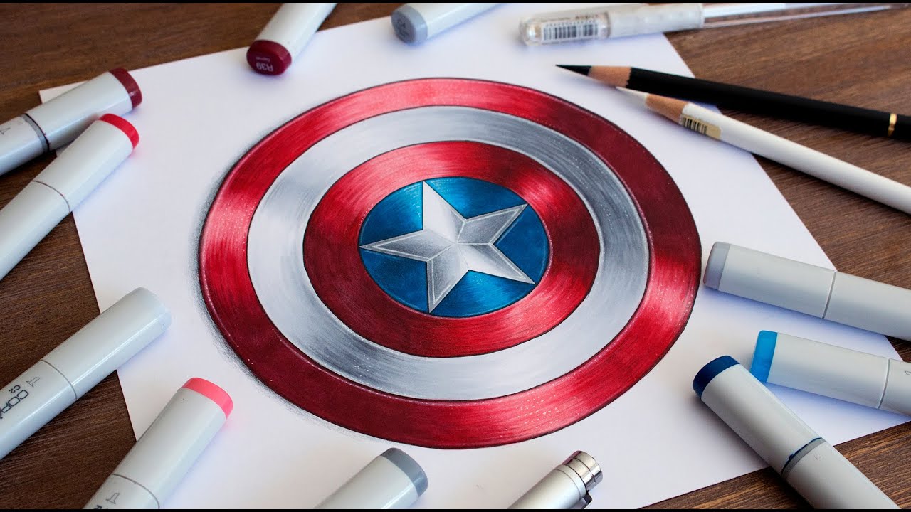 Learn How to Draw Captain America Shield Captain America Step by Step   Drawing Tutorials