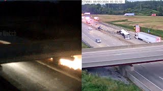 [HORROR] Iowa: Multiple Tractor Trailers Plows Into Tractor Trailer That Flipped Over