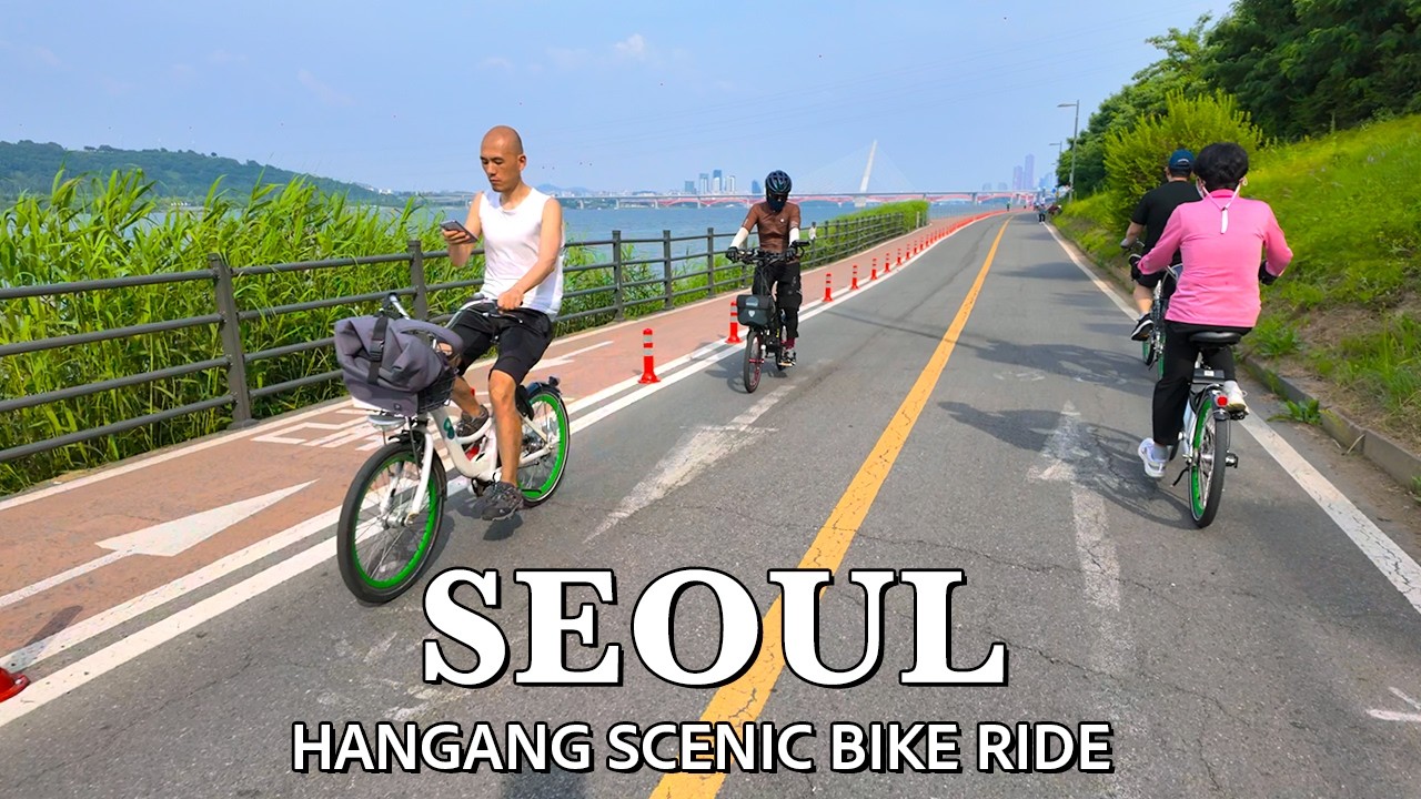 Scenic Bike Ride Along Seoul's Hangang River | 4K HDR Relaxing City Ambience