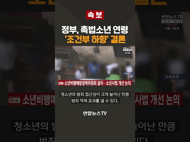 [속보] 정부, 촉법소년 연령 '조건부 하향' 결론 / 연합뉴스TV(YonhapnewsTV)