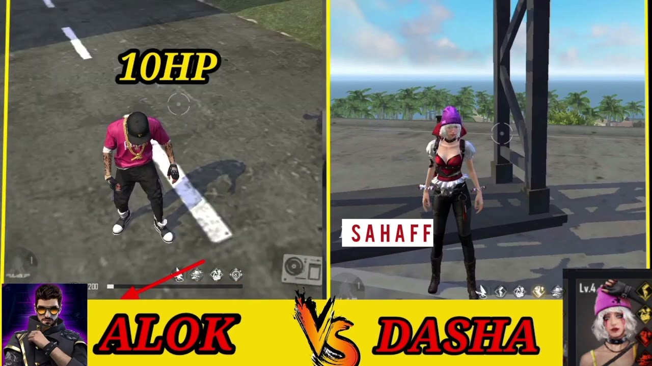 ALOK VS DASHA FULL ABILITY TEST IN FREƏ fire