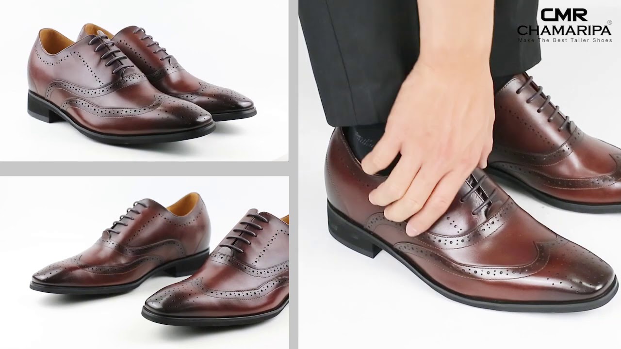 7 CM / 2.76 Inches Taller - Chamaripa Elevator Dress Shoes Oxfords Tall Men Shoes Wingtip Shoes