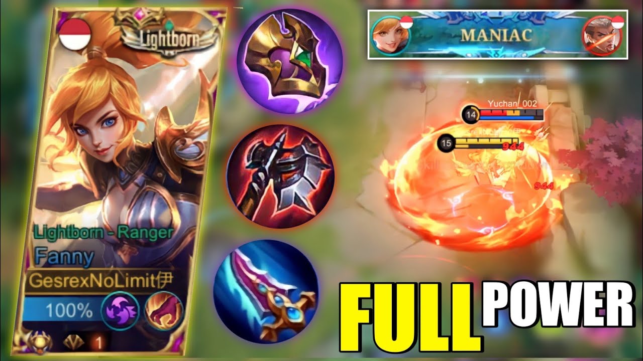 MANIAC!! BUILD FANNY TERSAKIT 2022 + EMBLEM FANNY HEMAT ENERGY 2022 ~ MOBILE LEGENDS