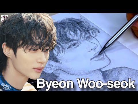 Turning Graphite into Magic: Byeon Woo Seok Portrait Drawing 🖤✏️