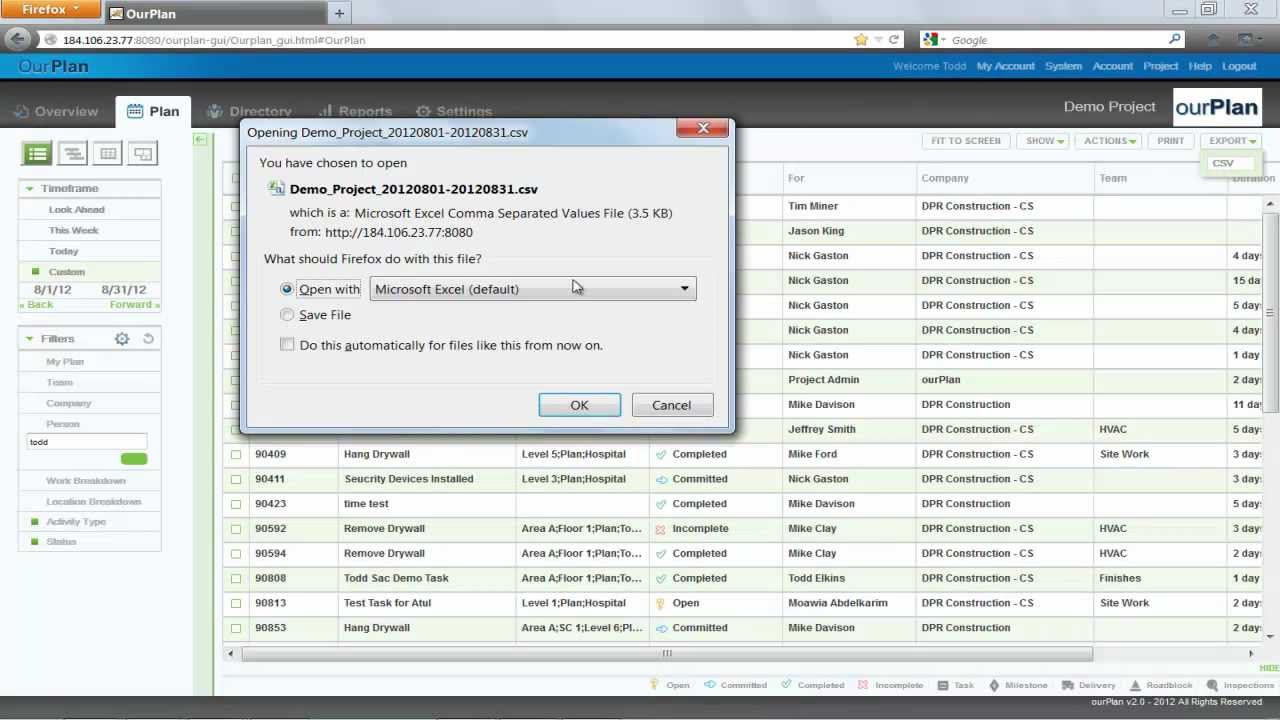 ourPlan 2.0 Training - Printing and Exporting to Excel