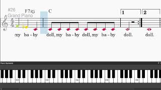 Be-Bop-A-Lula by Gene Vincent - Easy piano tutorials with leadsheet and chords