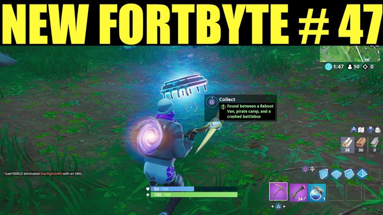 Fortnite Fortbyte #47 Location - Found between a reboot van, pirate camp, crashed battle bus