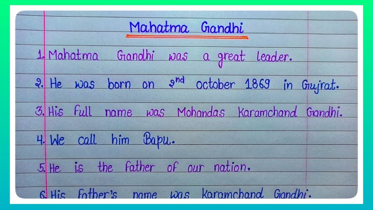 mahatma gandhi essay class 1