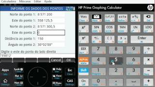 HP Prime - App - Topografia - Cálculo de coordenadas por intersecção de 1 distância e 1 ângulo screenshot 4