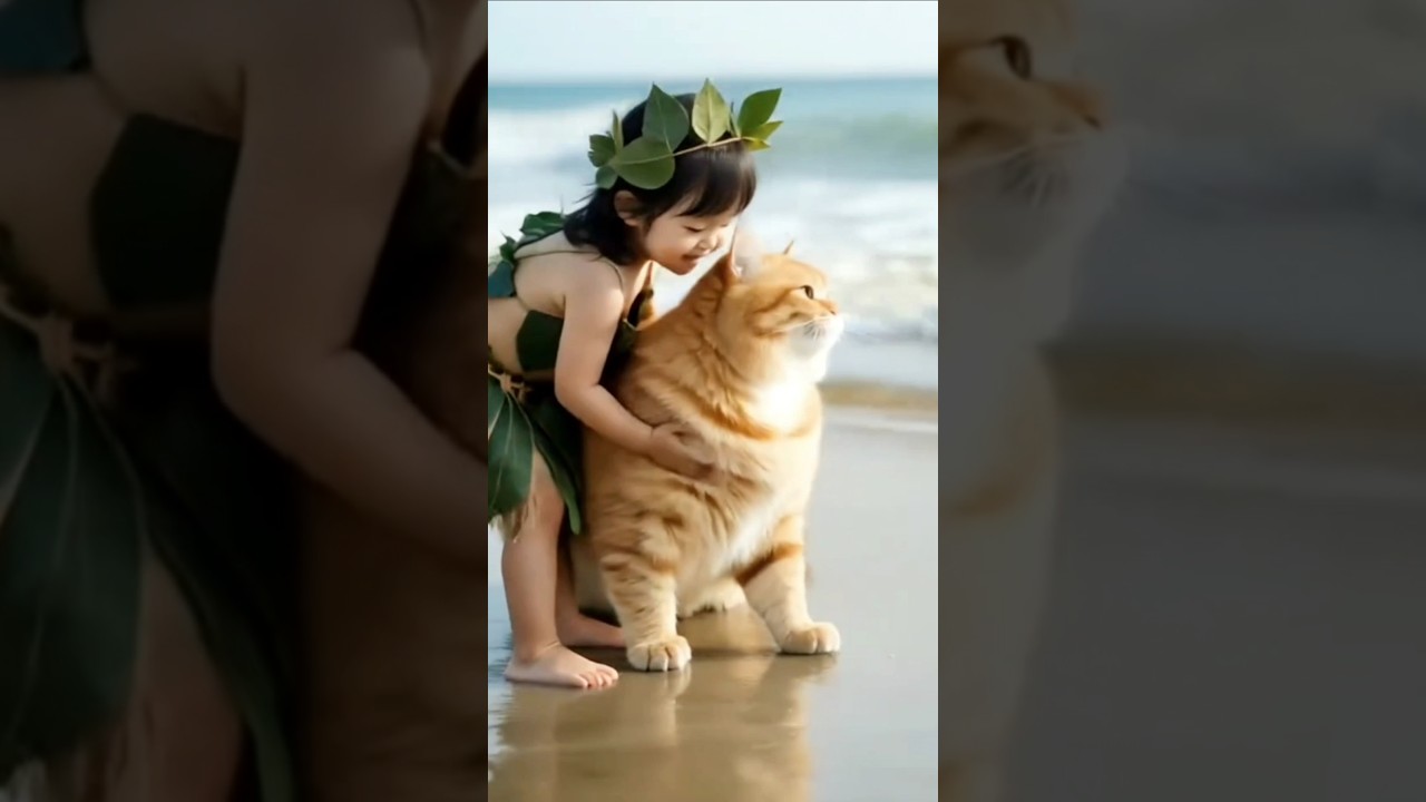 かわいい猫が飛行機事故から子供を救出🛩️ AI動画 🐱 #shorts