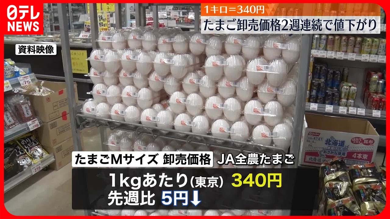 たまご卸売価格】2週連続で5円の値下がり - YouTube